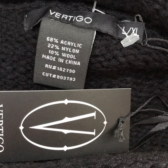 VERTIGO Black Oversized Wrap Cardigan Wool Bleed - Picture 6 of 7